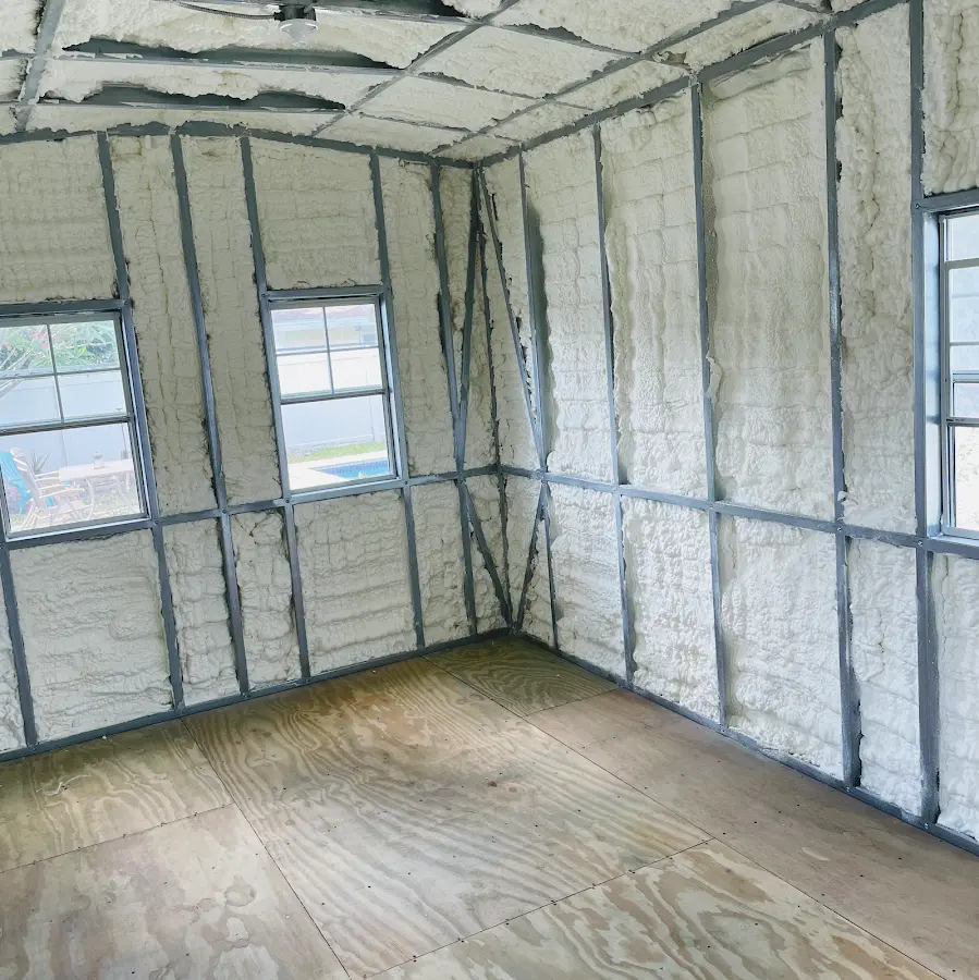 Closed-cell spray foam insulation applied to wall cavities in a residential project in Battle Ground
